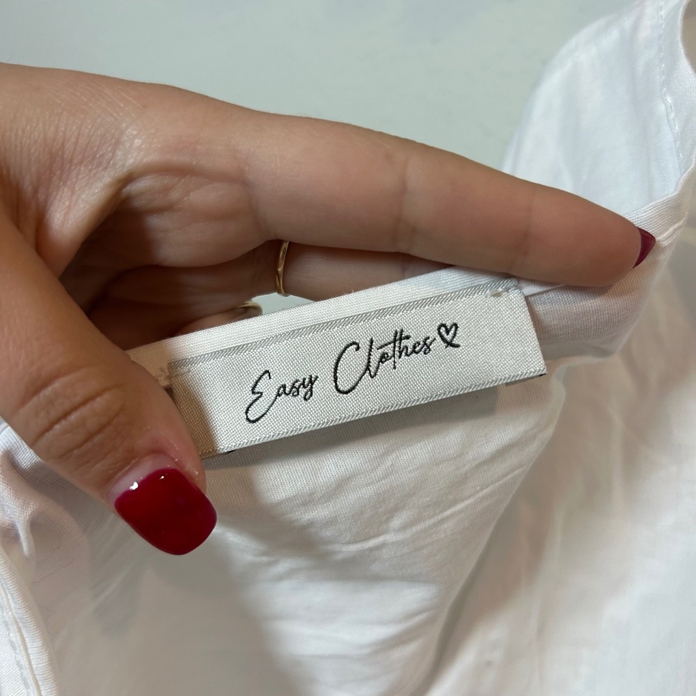 Easy Clothes White Peplum Top Back Bow Tie Flare Sleeve‎ Made in Italy - Picture 7 of 8